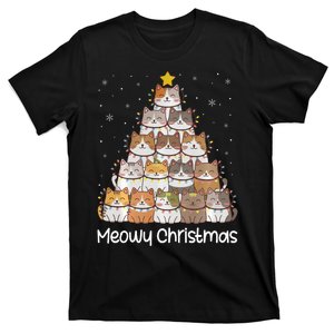 Merry Catmas Meowy Christmas Tree Cat Lover Cat Mom Cat Dad T-Shirt