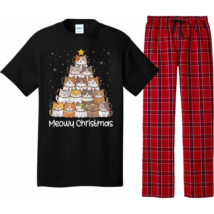 Merry Catmas Meowy Christmas Tree Cat Lover Cat Mom Cat Dad Pajama Set