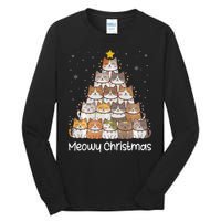 Merry Catmas Meowy Christmas Tree Cat Lover Cat Mom Cat Dad Tall Long Sleeve T-Shirt