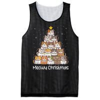 Merry Catmas Meowy Christmas Tree Cat Lover Cat Mom Cat Dad Mesh Reversible Basketball Jersey Tank