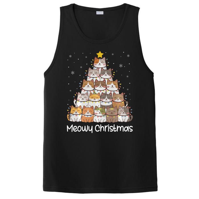 Merry Catmas Meowy Christmas Tree Cat Lover Cat Mom Cat Dad PosiCharge Competitor Tank