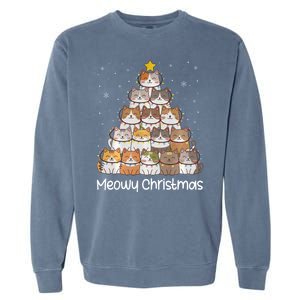 Merry Catmas Meowy Christmas Tree Cat Lover Cat Mom Cat Dad Garment-Dyed Sweatshirt