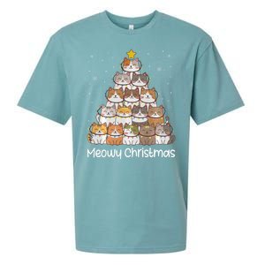 Merry Catmas Meowy Christmas Tree Cat Lover Cat Mom Cat Dad Sueded Cloud Jersey T-Shirt