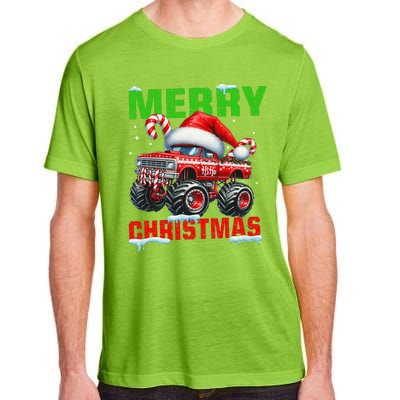 Merry Christmas Monster Truck Funny Xmas Santa Hat Adult ChromaSoft Performance T-Shirt