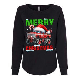 Merry Christmas Monster Truck Funny Xmas Santa Hat Womens California Wash Sweatshirt