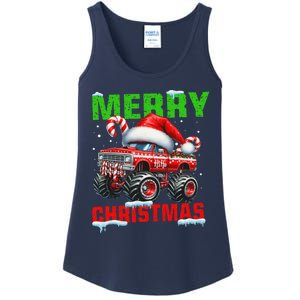 Merry Christmas Monster Truck Funny Xmas Santa Hat Ladies Essential Tank