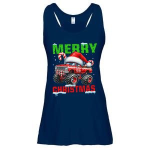 Merry Christmas Monster Truck Funny Xmas Santa Hat Ladies Essential Flowy Tank