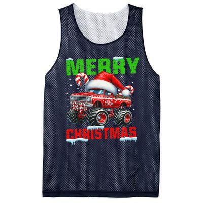 Merry Christmas Monster Truck Funny Xmas Santa Hat Mesh Reversible Basketball Jersey Tank