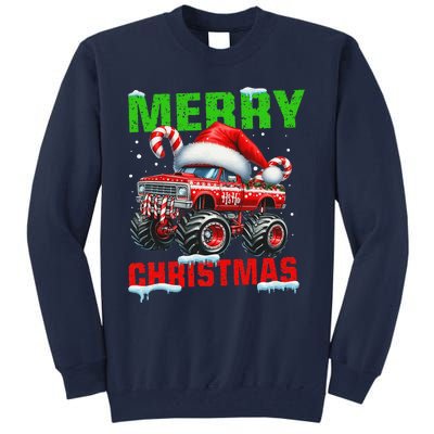 Merry Christmas Monster Truck Funny Xmas Santa Hat Tall Sweatshirt