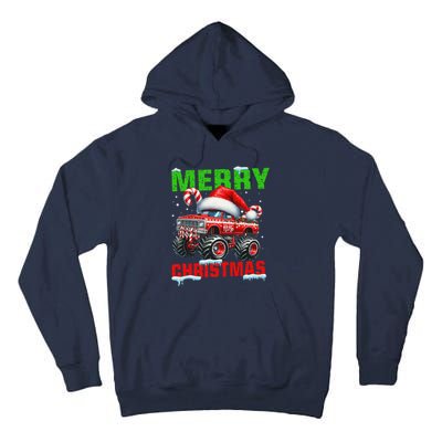 Merry Christmas Monster Truck Funny Xmas Santa Hat Tall Hoodie