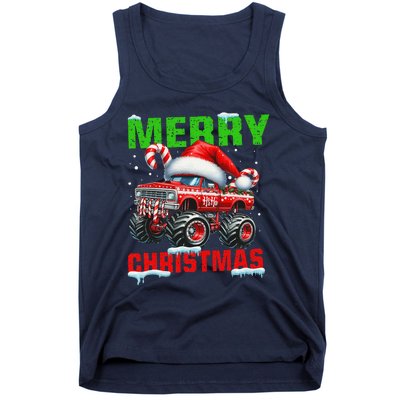 Merry Christmas Monster Truck Funny Xmas Santa Hat Tank Top