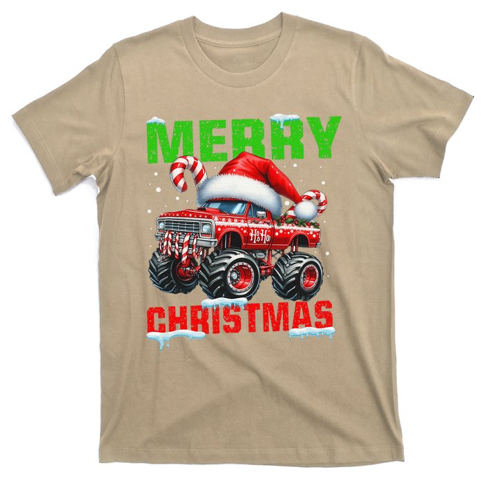 Merry Christmas Monster Truck Funny Xmas Santa Hat T-Shirt