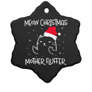 MEOW CHRISTMAS MOTHER FLUFFER Pajama Xmas Funny Cat Ceramic Star Ornament