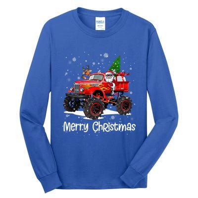 Merry Christmas Monster Truck Reindeer Santa Xmas Pajamas Meaningful Gift Tall Long Sleeve T-Shirt