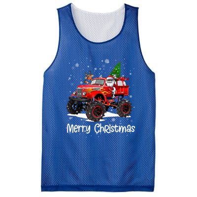 Merry Christmas Monster Truck Reindeer Santa Xmas Pajamas Meaningful Gift Mesh Reversible Basketball Jersey Tank