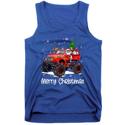 Merry Christmas Monster Truck Reindeer Santa Xmas Pajamas Meaningful Gift Tank Top