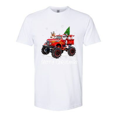 Merry Christmas Monster Truck Reindeer Santa Xmas Pajamas Meaningful Gift Softstyle CVC T-Shirt