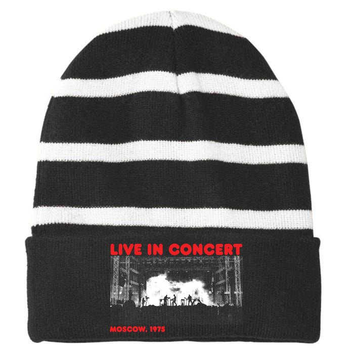 Music Concert Moscow 1975 Striped Beanie with Solid Band