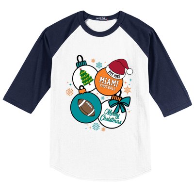 Merry Christmas Miami Football Est 1965 Baseball Sleeve Shirt