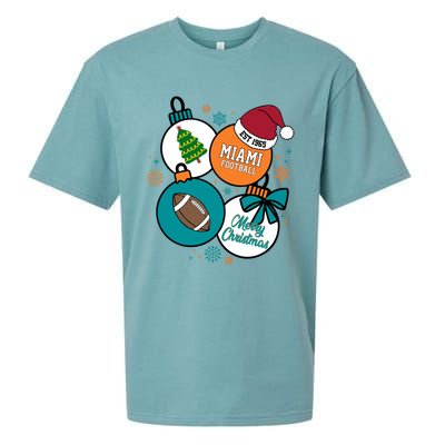 Merry Christmas Miami Football Est 1965 Sueded Cloud Jersey T-Shirt