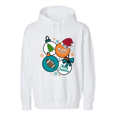 Merry Christmas Miami Football Est 1965 Garment-Dyed Fleece Hoodie