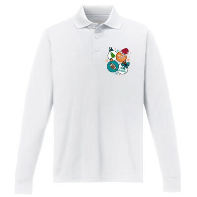 Merry Christmas Miami Football Est 1965 Performance Long Sleeve Polo