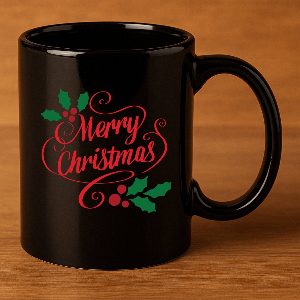 Merry Christmas Mistletoe Winter 11oz C Handle Ceramic Mug