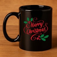 Merry Christmas Mistletoe Winter 11oz C Handle Ceramic Mug