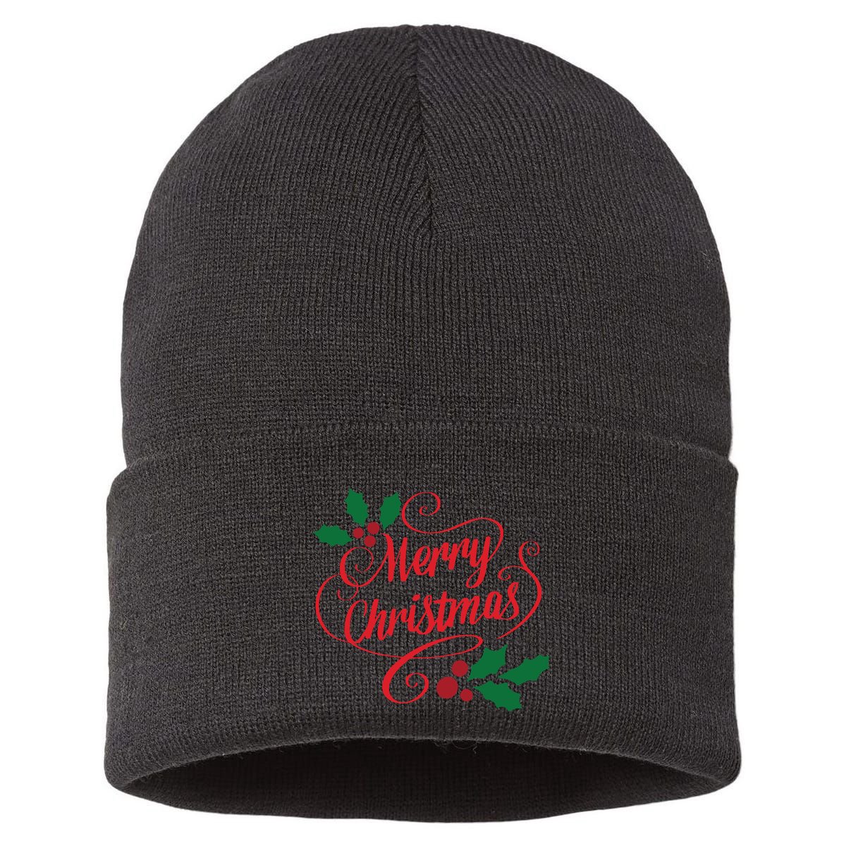 Merry Christmas Mistletoe Winter Sustainable Knit Beanie