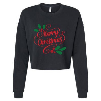 Merry Christmas Mistletoe Winter Cropped Pullover Crew