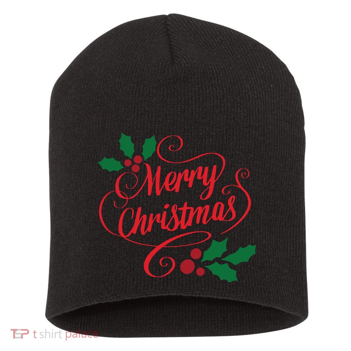 Merry Christmas Mistletoe Winter Short Acrylic Beanie