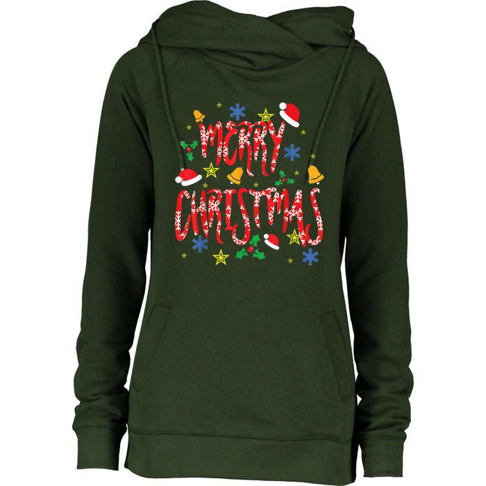 Merry Christmas Womens Funnel Neck Pullover Hood