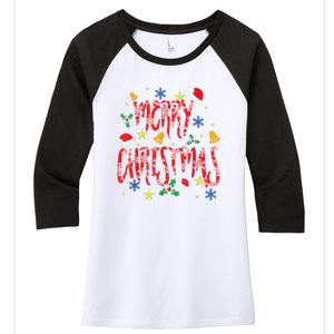 Merry Christmas Women's Tri-Blend 3/4-Sleeve Raglan Shirt