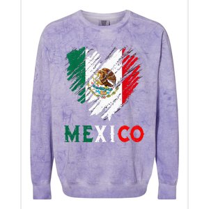 Mexico City Mexican Flag Heart Viva Mexico Independence Day Colorblast Crewneck Sweatshirt