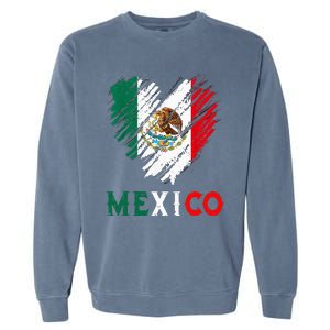 Mexico City Mexican Flag Heart Viva Mexico Independence Day Garment-Dyed Sweatshirt