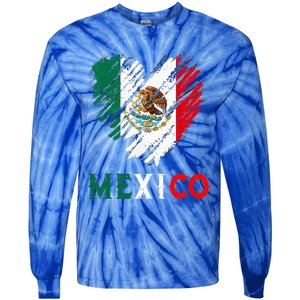 Mexico City Mexican Flag Heart Viva Mexico Independence Day Tie-Dye Long Sleeve Shirt