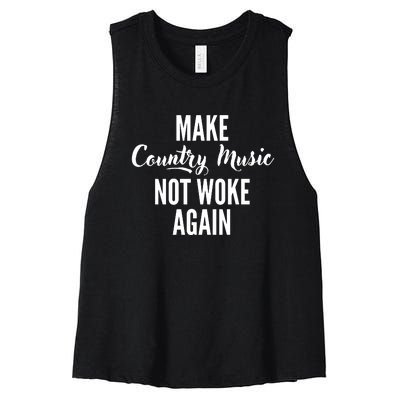 Make Country Music Not Woke Again Women's Racerback Cropped Tank