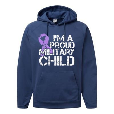 Military Child Month Purple Up Brat Performance Fleece Hoodie