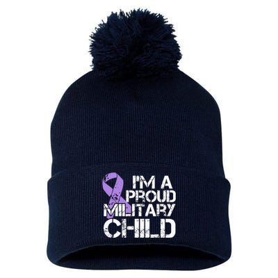 Military Child Month Purple Up Brat Pom Pom 12in Knit Beanie