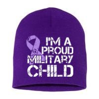 Military Child Month Purple Up Brat Short Acrylic Beanie