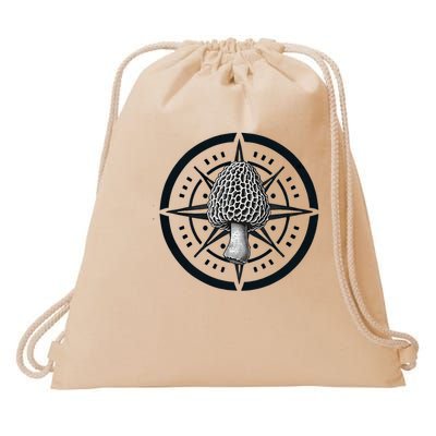 Morel Compass Mushroom Hunting Forager Drawstring Bag