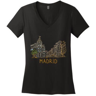 Madrid City Women's V-Neck T-Shirt