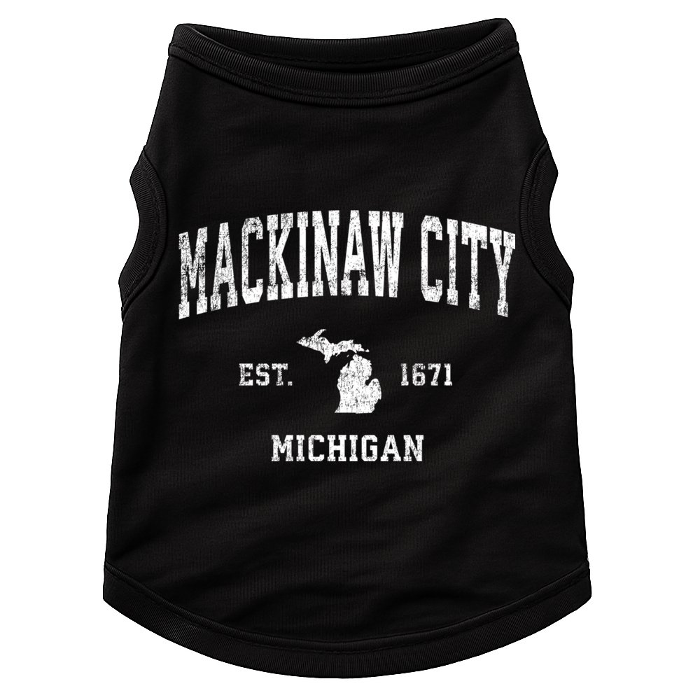 Mackinaw City Michigan Mi Vintage Athletic Sports Doggie Tank