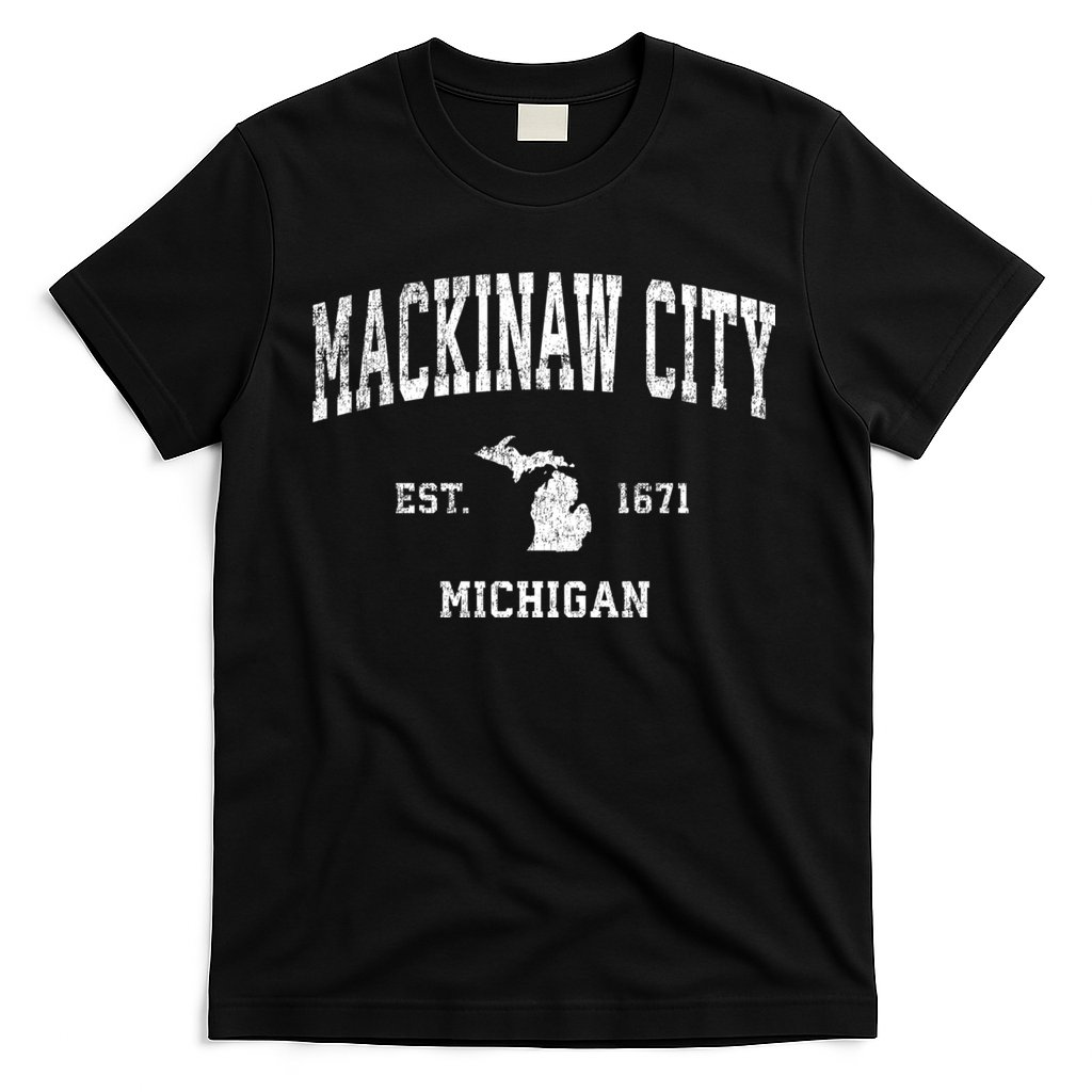Mackinaw City Michigan Mi Vintage Athletic Sports T-Shirt