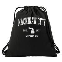 Mackinaw City Michigan Mi Vintage Athletic Sports Drawstring Bag