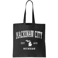 Mackinaw City Michigan Mi Vintage Athletic Sports Tote Bag