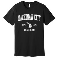 Mackinaw City Michigan Mi Vintage Athletic Sports Premium T-Shirt