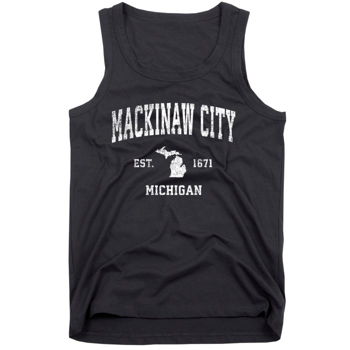 Mackinaw City Michigan Mi Vintage Athletic Sports Tank Top