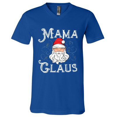 Mama Claus Matching Family Christmas Outfit Xmas Mom Gift V-Neck T-Shirt