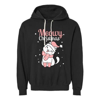 Meowy Catmas Meowy Xmas Winter Holidays Reindeer Cat Lovers Garment-Dyed Fleece Hoodie